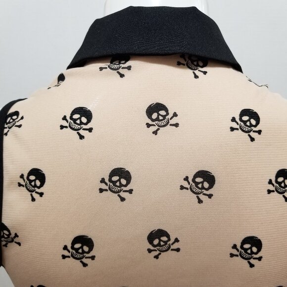 Julie's Closet top Medium skull crossbones punk semi sheer collared button up - Picture 9 of 11